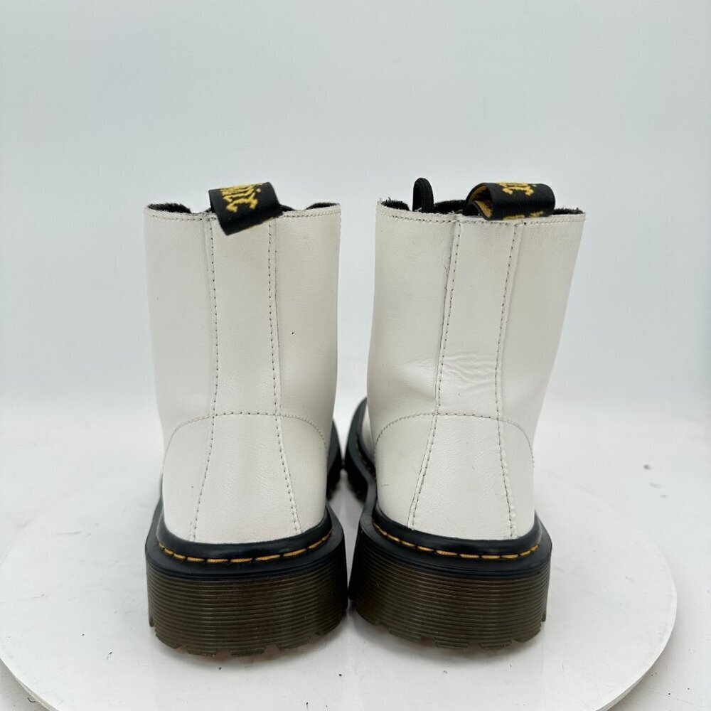 Dr. Martens Luana Women Size 5 White Leather Yellow Stitching Combat Boot - Picture 5 of 11
